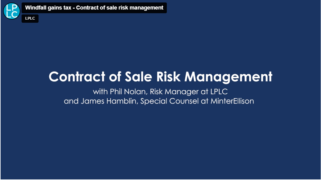 Contract of sale risk management